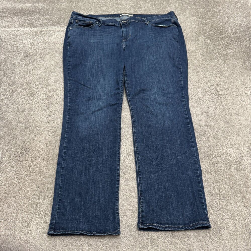Levi's Classic Straight Denim Jeans Womens 22W Plus Size Blue Dark Wash Stretch